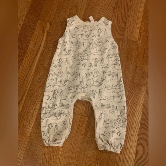 Rylee + Cru Other - Rylee & Cru Cream and Black Baby One Piece Romper with Woodland Animals 3-6 Mths